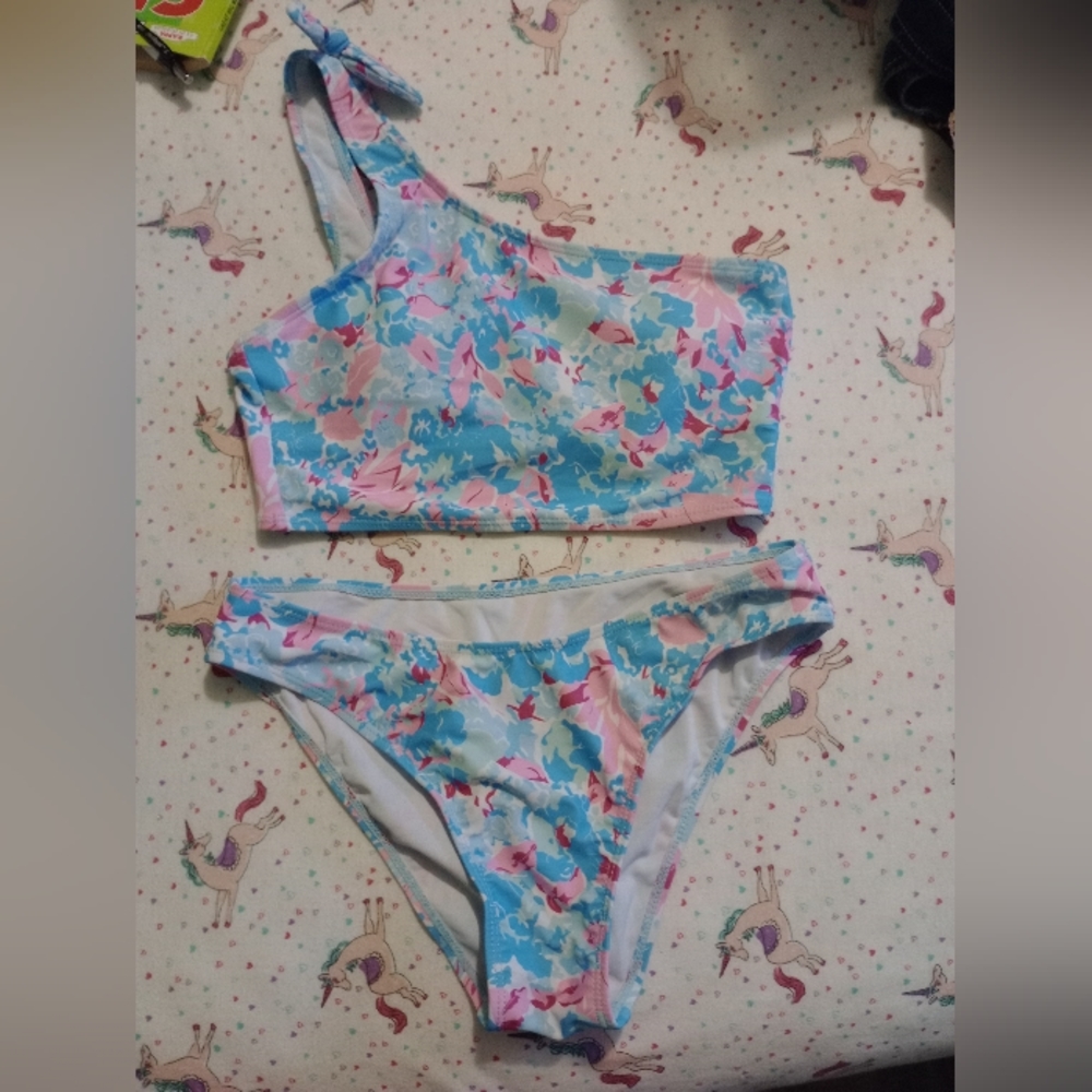 Two piece flower bathing suit